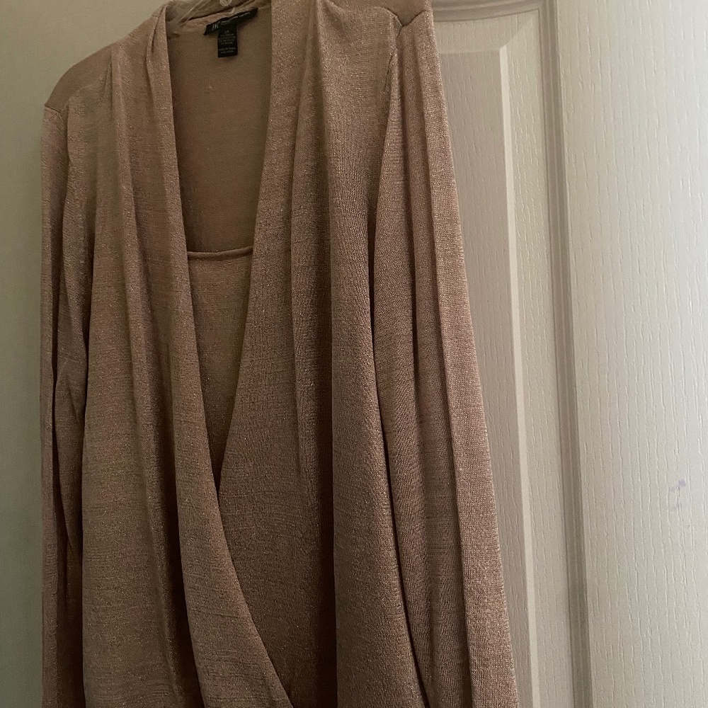Twofer metallic (rose gold) blouse